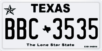 TX license plate BBC3535