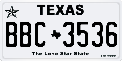TX license plate BBC3536