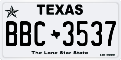 TX license plate BBC3537