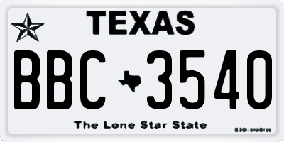 TX license plate BBC3540