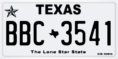 TX license plate BBC3541