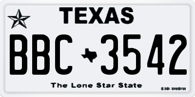 TX license plate BBC3542