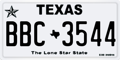 TX license plate BBC3544