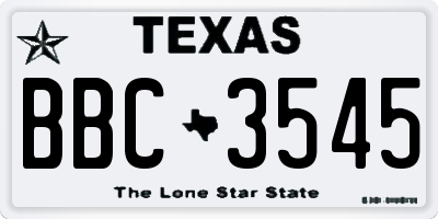 TX license plate BBC3545