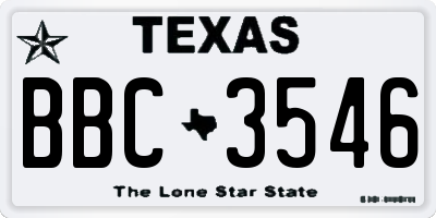 TX license plate BBC3546