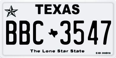 TX license plate BBC3547