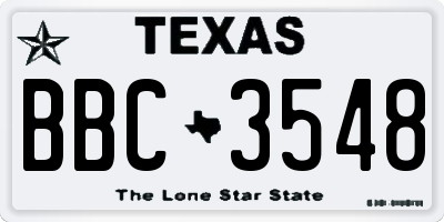 TX license plate BBC3548