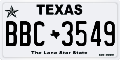 TX license plate BBC3549