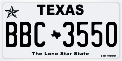 TX license plate BBC3550