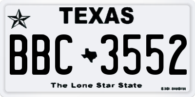TX license plate BBC3552