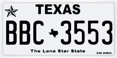 TX license plate BBC3553