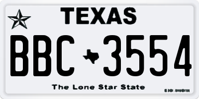 TX license plate BBC3554