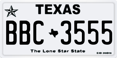 TX license plate BBC3555