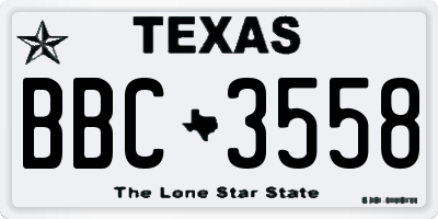 TX license plate BBC3558