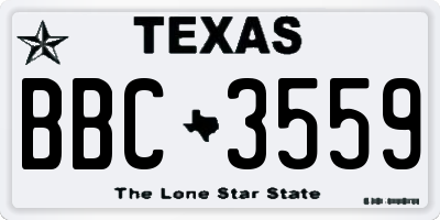 TX license plate BBC3559