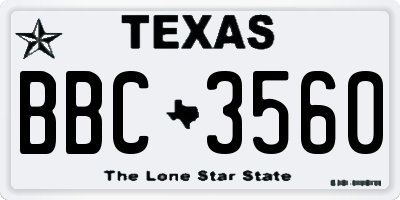 TX license plate BBC3560
