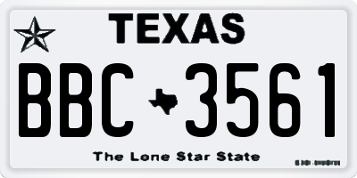 TX license plate BBC3561