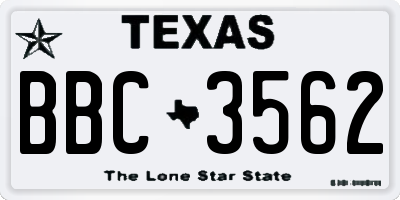 TX license plate BBC3562