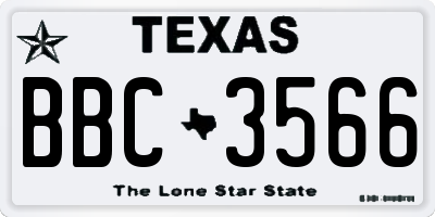 TX license plate BBC3566