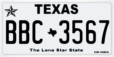 TX license plate BBC3567