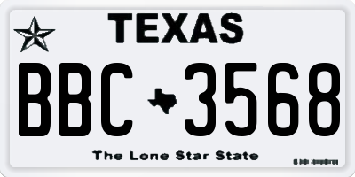 TX license plate BBC3568