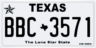 TX license plate BBC3571