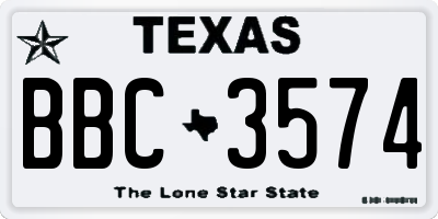 TX license plate BBC3574