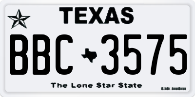 TX license plate BBC3575