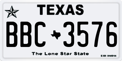 TX license plate BBC3576