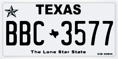 TX license plate BBC3577