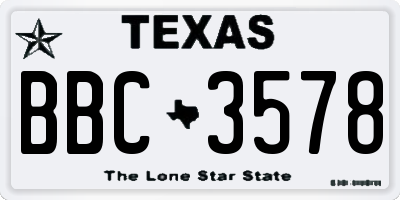 TX license plate BBC3578