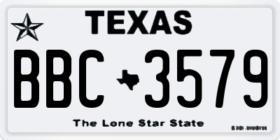 TX license plate BBC3579