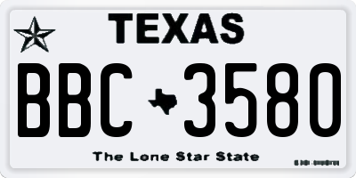 TX license plate BBC3580