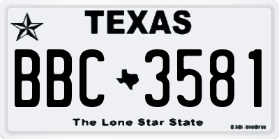 TX license plate BBC3581