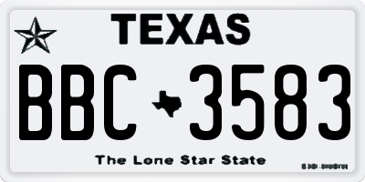 TX license plate BBC3583