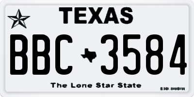 TX license plate BBC3584