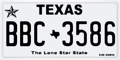 TX license plate BBC3586