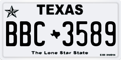 TX license plate BBC3589