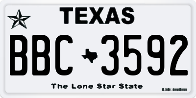 TX license plate BBC3592