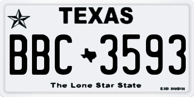 TX license plate BBC3593