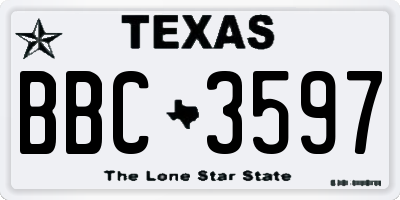 TX license plate BBC3597