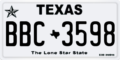 TX license plate BBC3598