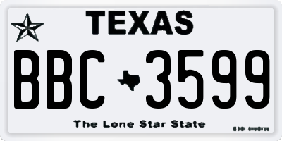 TX license plate BBC3599