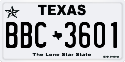 TX license plate BBC3601