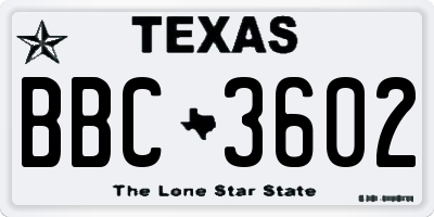 TX license plate BBC3602