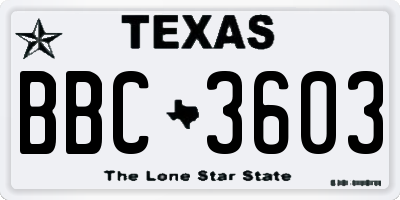 TX license plate BBC3603