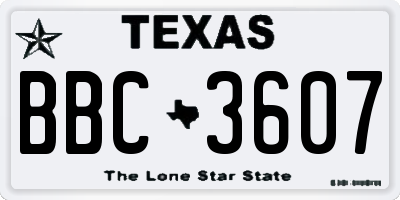 TX license plate BBC3607