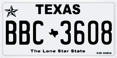 TX license plate BBC3608