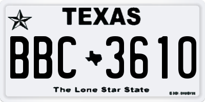 TX license plate BBC3610