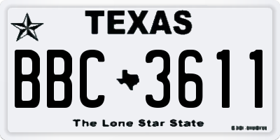 TX license plate BBC3611